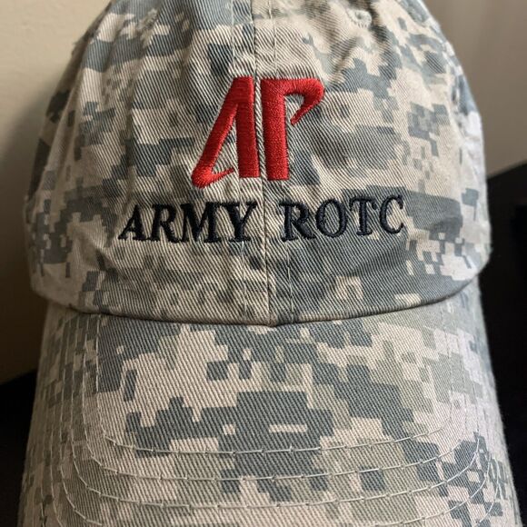 Army ROTC Camo Adjustable Baseball Hat Strapback OSFM - Picture 2 of 8